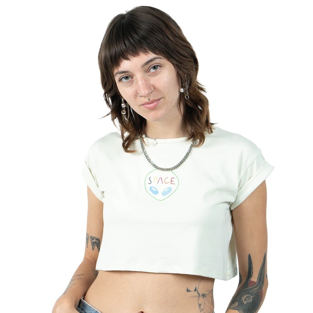 Club Space Ivory Crop T Shirt